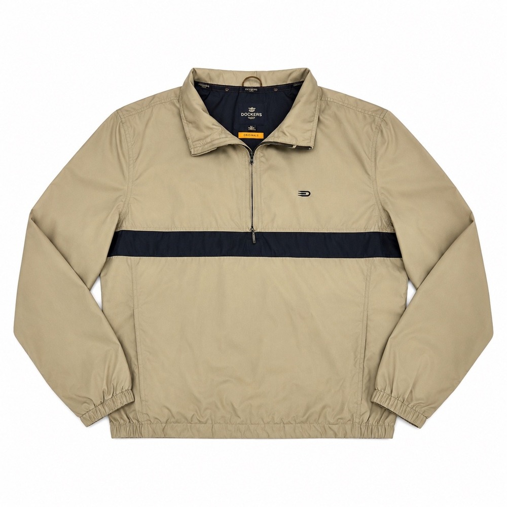 Vintage 90s y2k golf quarter 1/4 zip Levi's Dockers jacket windbreaker tan xl